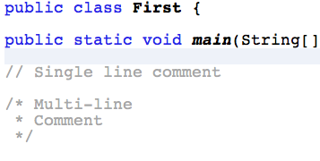 comments in java